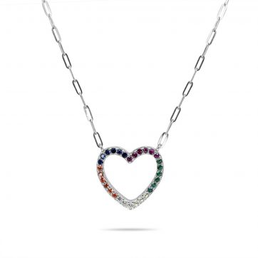 petsios Κολιέ καρδιά με ζιργκόν πέτρες