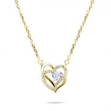 petsios Gold plated heart necklace with zircon stones 