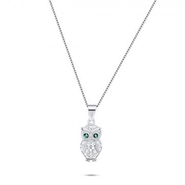 petsios Owl necklace with zircon stones