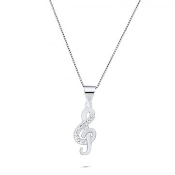 petsios Treble clef necklace with zircon stones