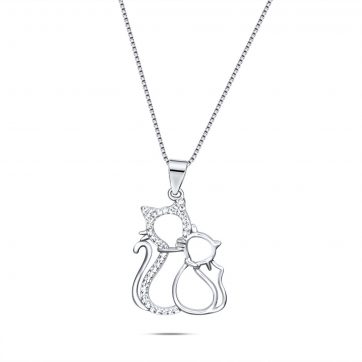 petsios Κολιέ γάτες με πέτρες ζιργκόν