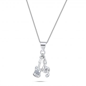 petsios Κολιέ κιθάρα και κλειδί του Σολ με πέτρες ζιργκόν