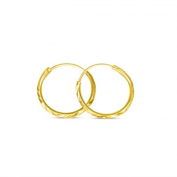 petsios Κρίκοι επίχρυσοι χαρακτοί (14mm)