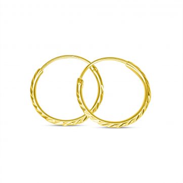 petsios Κρίκοι επίχρυσοι χαρακτοί (14mm)