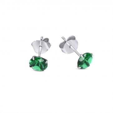 petsios Σκουλαρίκια καρφωτά με πέτρα σμαράγδι
