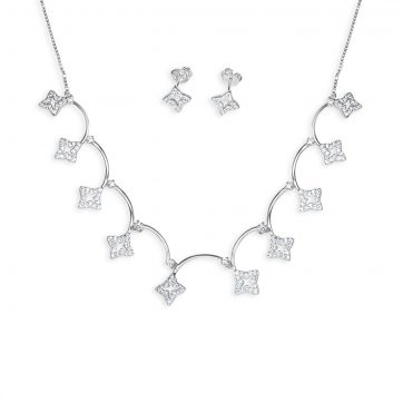 petsios Σετ κολιέ και σκουλαρίκια καρφωτά με πέτρες ζιργκόν