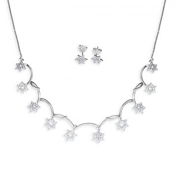 petsios Σετ κολιέ και σκουλαρίκια καρφωτά με πέτρες ζιργκόν