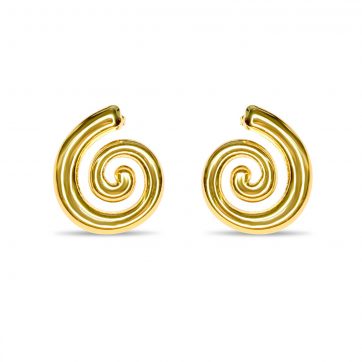 petsios Gold plated steel stud spiral earrings
