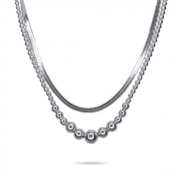 petsios Διπλό κολιέ ατσάλι 