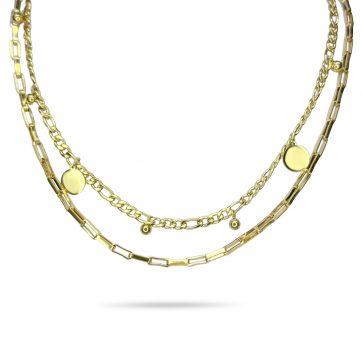 petsios Διπλό κολιέ επίχρυσο ατσάλι 