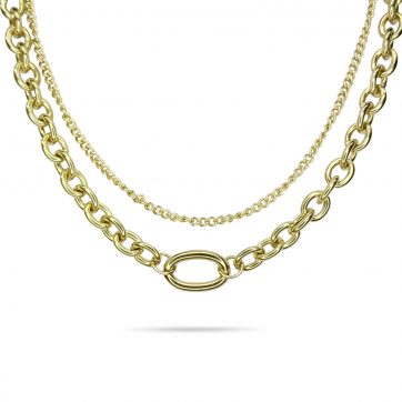 petsios Διπλό κολιέ επίχρυσο ατσάλι 