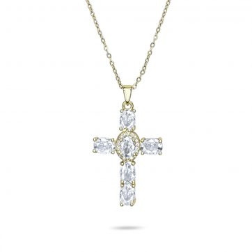 petsios Gold plated steel cross necklace