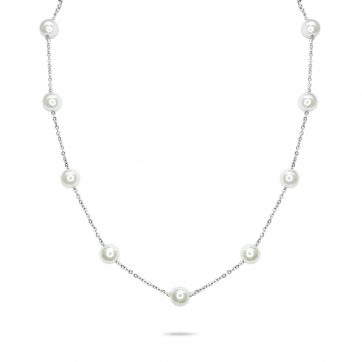 petsios Κολιέ ατσάλι με πέρλες