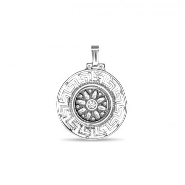 petsios Vergina star silver pendant with meander