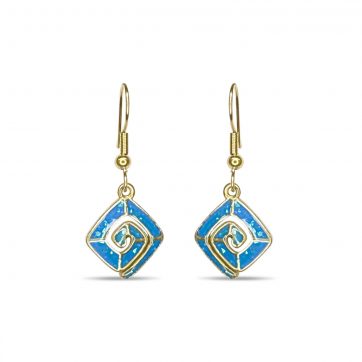 petsios Gold plated steel opal earrings with meander