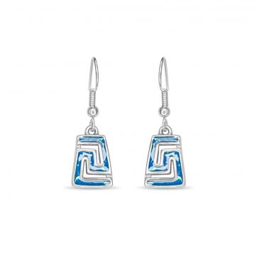 petsios Steel Meander Opal Drop Earrings
