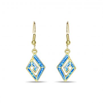 petsios Gold plated steel opal earrings with meander
