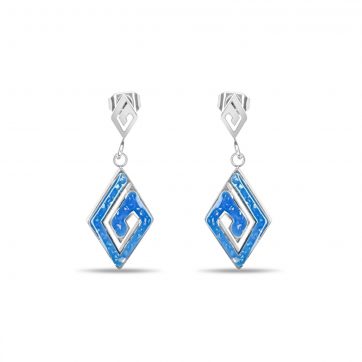 petsios Steel opal earrings with meander