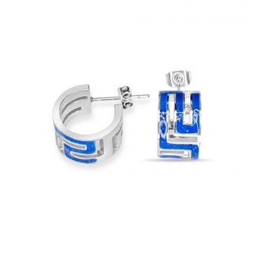 petsios Steel stud opal earrings with meander