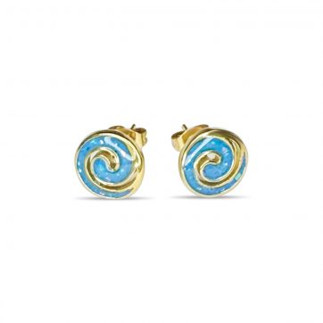 petsios Gold plated stud opal earrings with meander