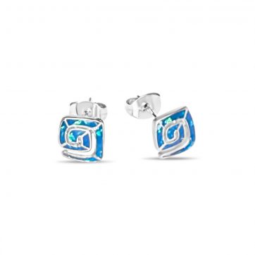 petsios Steel stud opal earrings with meander