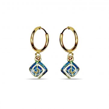 petsios Gold plated steel opal ring with meander