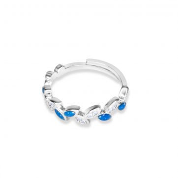 petsios Steel olive branch opal ring with meander and zircon stones
