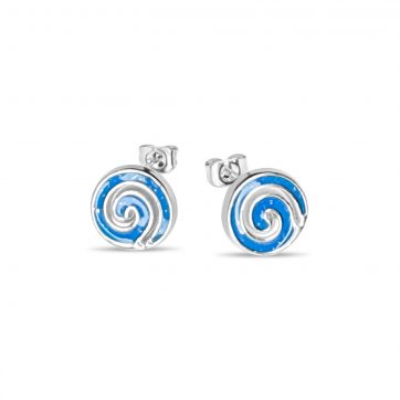 petsios Steel stud opal earrings with meander