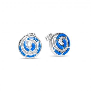 petsios Steel stud opal earrings with meander