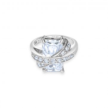 petsios Silver Ring with Zircon Stones