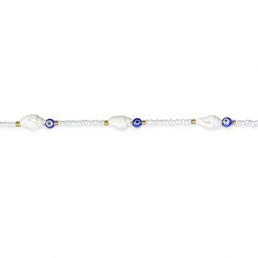 petsios Beaded Shell & Evil Eye Bracelet