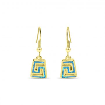 petsios Gold-Tone Stainless Steel Meander Opal Drop Earrings