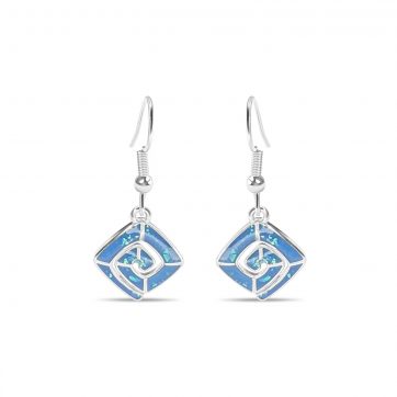 petsios Gold-Tone Stainless Steel Blue Opal Meander Drop Earrings