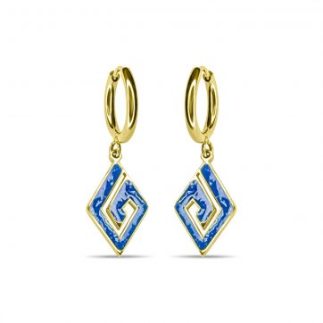 petsios Gold-Tone Stainless Steel Meander Opal Drop Earrings