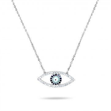 petsios Stainless Steel Evil Eye Necklace with Stones