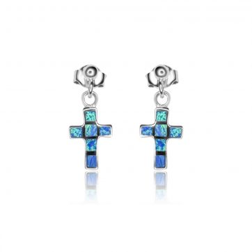 petsios Stud cross opal earrings 