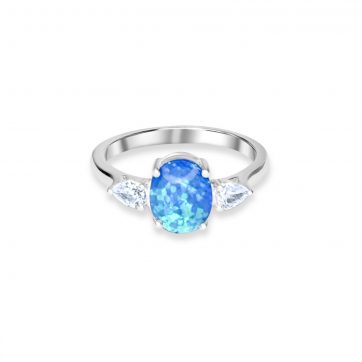 petsios Silver ring with opal and zircon stones