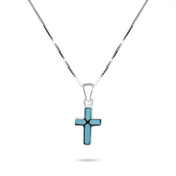 petsios Cross necklace with turquoise stones