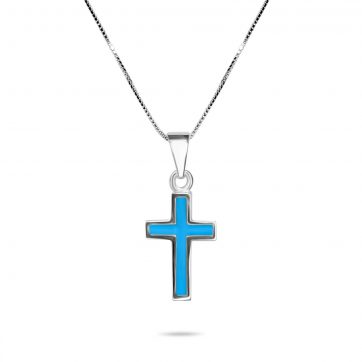 petsios Cross necklace with turquoise stones