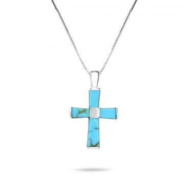 petsios Cross necklace with turquoise stones