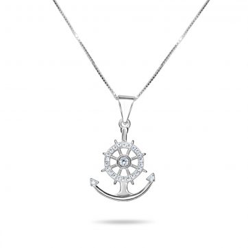 petsios Anchor necklace with zircon stones