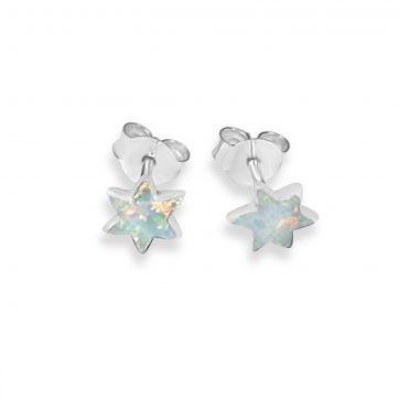 petsios Stud star earrings with white opal