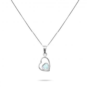 petsios White opal heart pendant