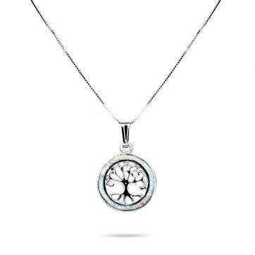 petsios White opal tree of life pendant