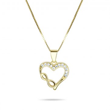 petsios Gold plated heart necklace with zircon stones 