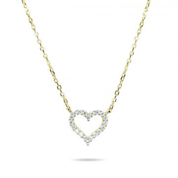 petsios Gold plated heart necklace with zircon stones 