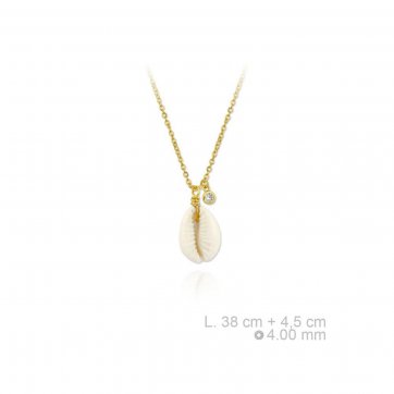 petsios Κολιέ επίχρυσο με κοχύλι και ζιργκόν πέτρα