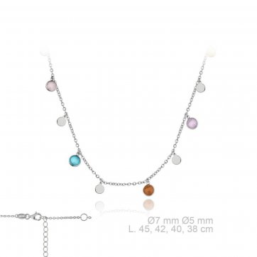 petsios Silver necklace with coloured stones