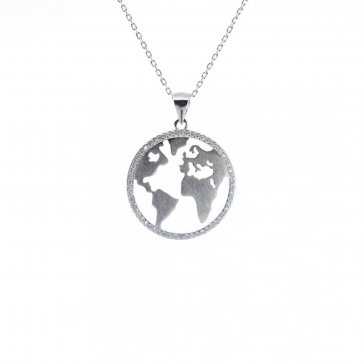 petsios Silver globe necklace with zircon stones