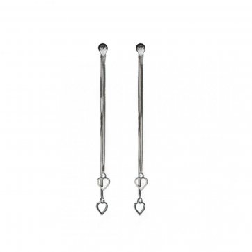 petsios Σκουλαρίκια με δυο άνισες αλυσίδες και καρδιές